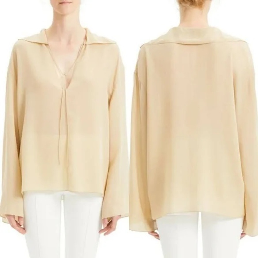 Theory 100% Silk SAILOR TOP M
Pale Oat 
Light fluid crepe - Picture 6 of 6